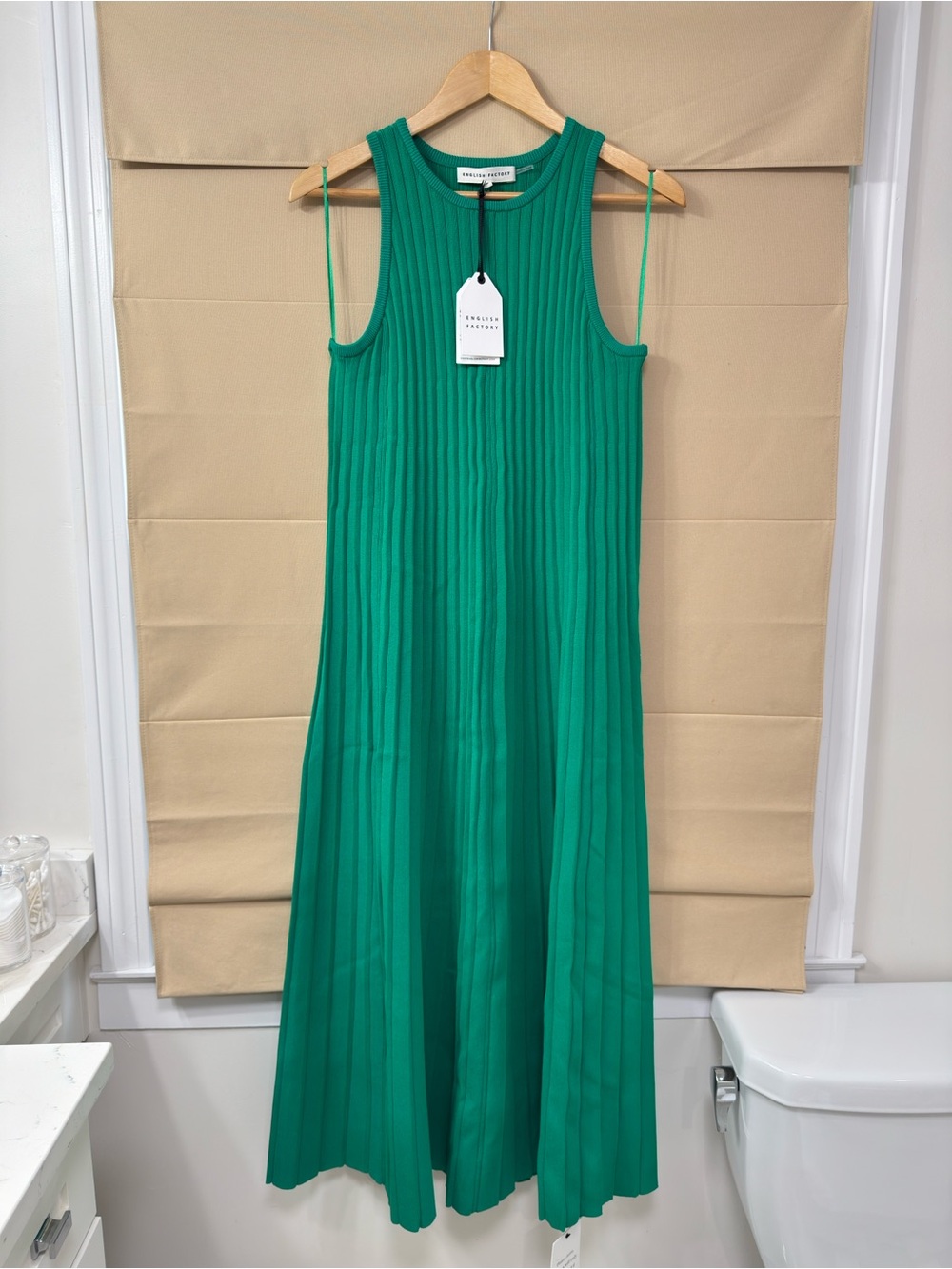 English Factory Green Ribbed Sleeveless Maxi Dress